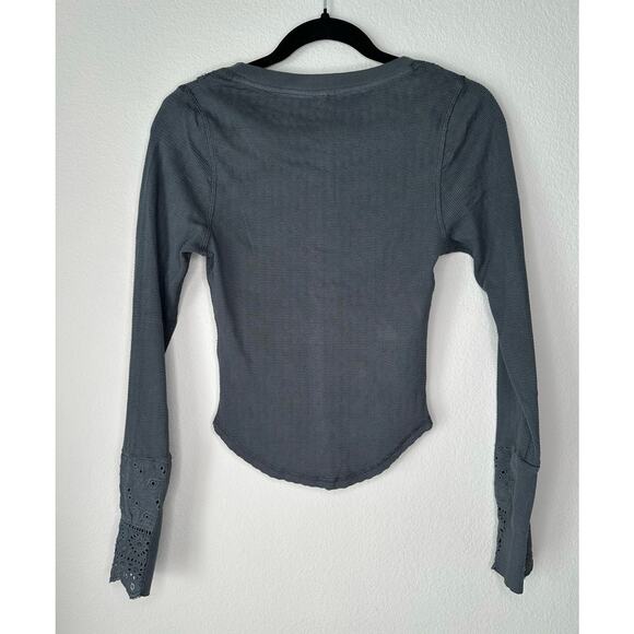 FREE PEOPLE New Womens Embroidered Floral Cut Out Long Sleeve Button Down Top XS - Picture 5 of 11